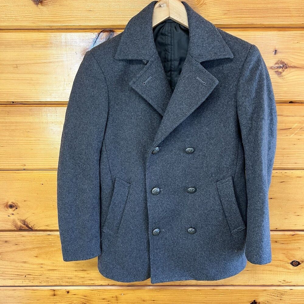 TALLIA Elegant Grey Wool Blend Blazer Lined Double Breasted Collared Boys 12R